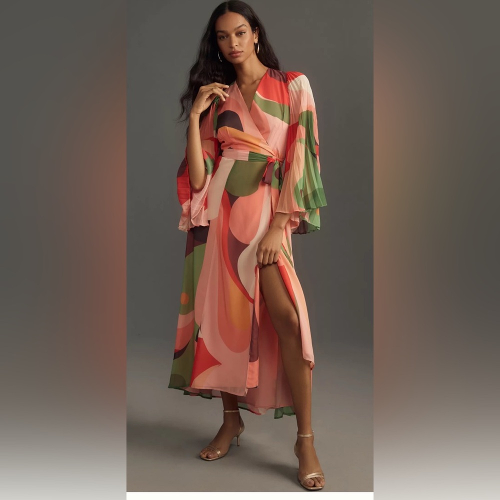 NWT Hutch for Anthropology Blanca Three-Quarter Sleeve Wrap Maxi Dress. Size M